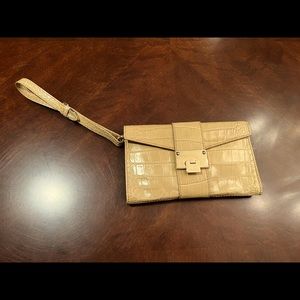Jimmy Choo “Rivera” Nude Croc Leather Clutch
